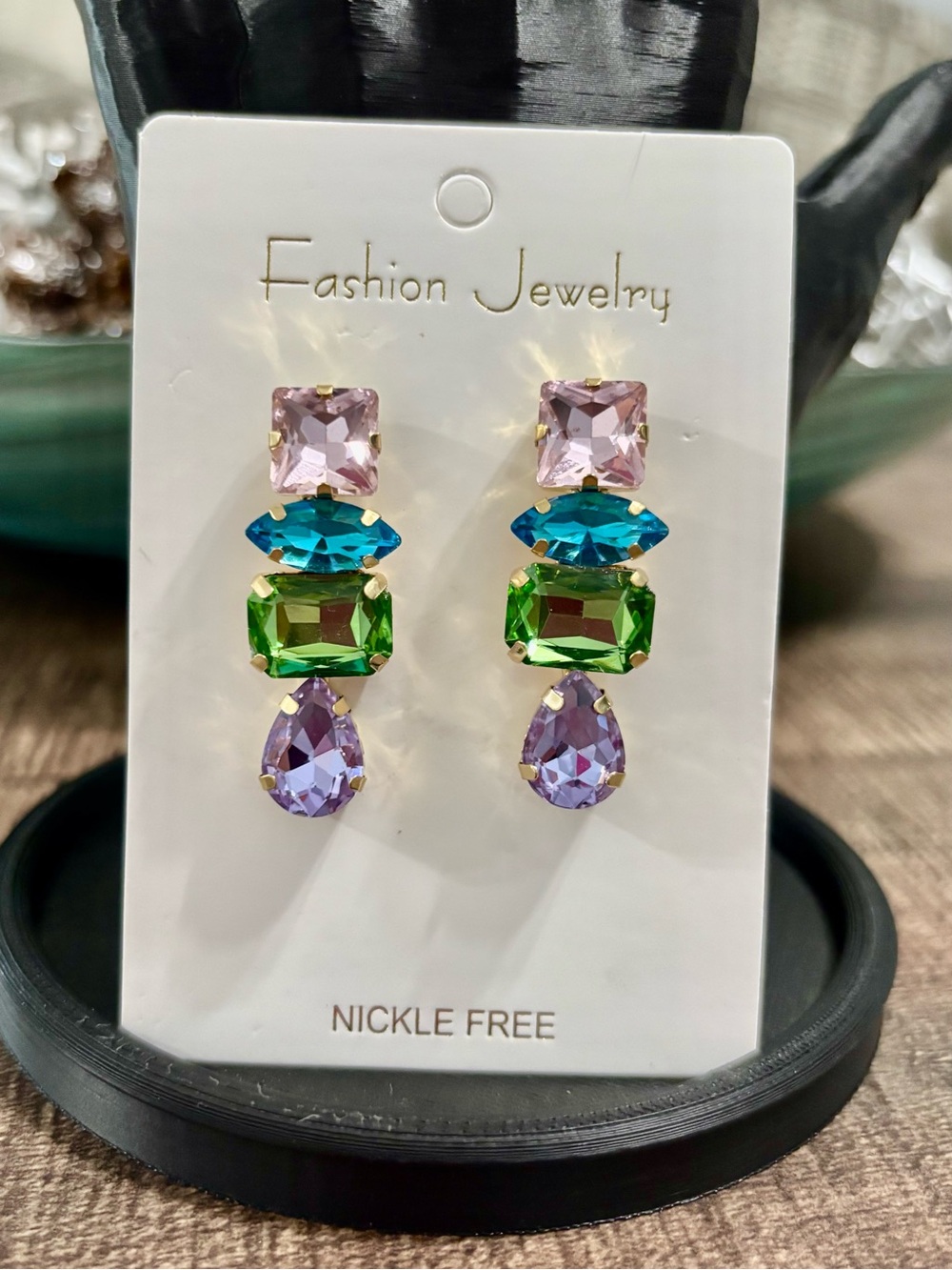 Multicolor Crystal Drop Earrings